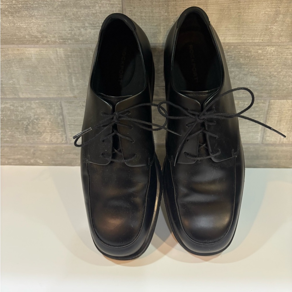 Rockport Black Leather Oxfords Size 9.5 - Picture 2 of 10